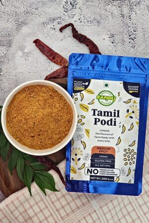 Tamil Podi in bowl and pouch