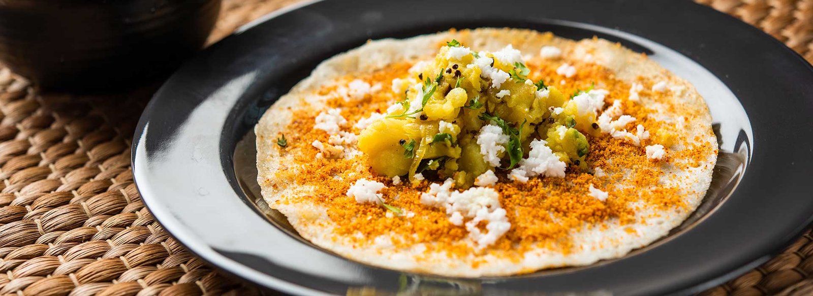 Podi or Gunpowder Masala on Masala Dosa