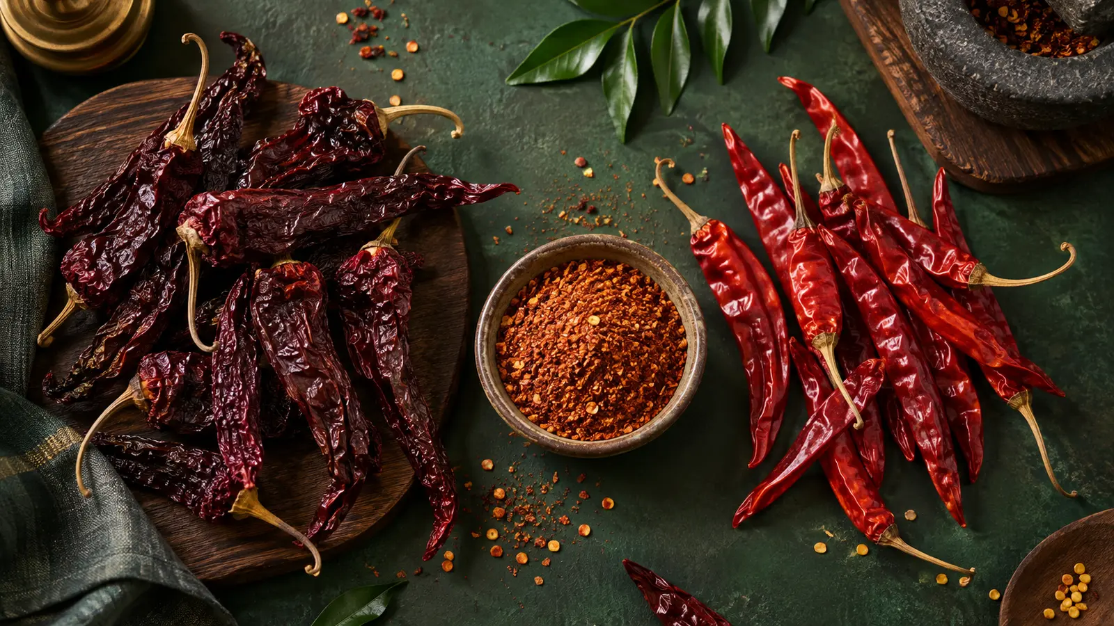 Byadgi and Guntur chillies used in podi