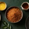 Podi served with melted ghee, sesame oil, idli and rice