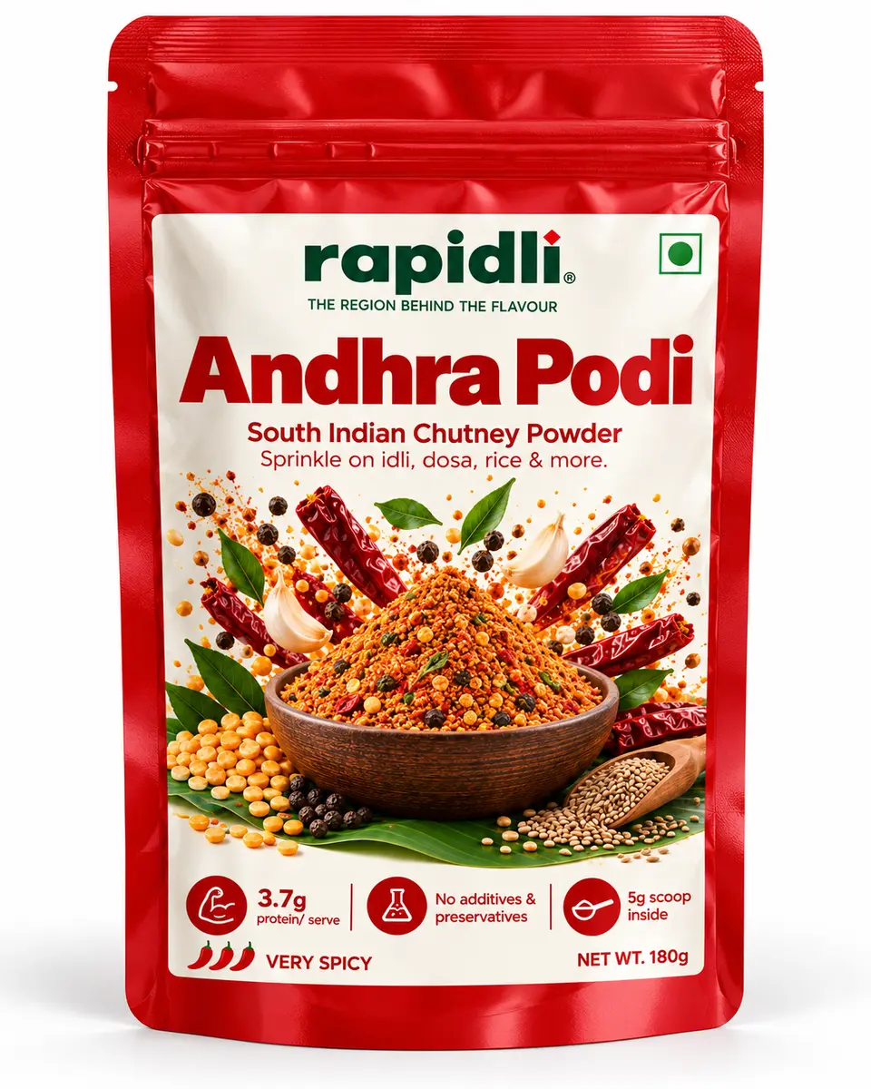 Rapidli Andhra Podi glossy stand-up pouch