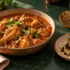 Finished curry beside bay leaf, cinnamon, cardamom and cloves removed before serving