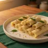 Thin yellow khandvi rolls with mustard seeds, curry leaves and a light podi finish.