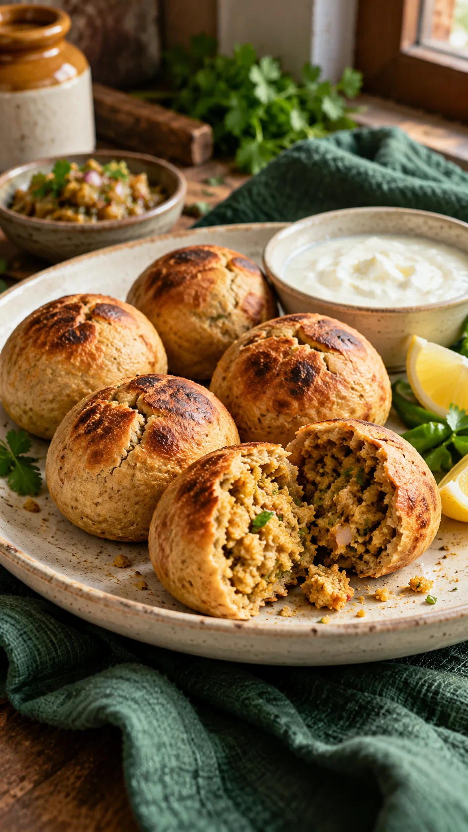Baked litti with a roasted sattu filling