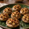 Baked mushroom caps filled with paneer and Karnataka podi