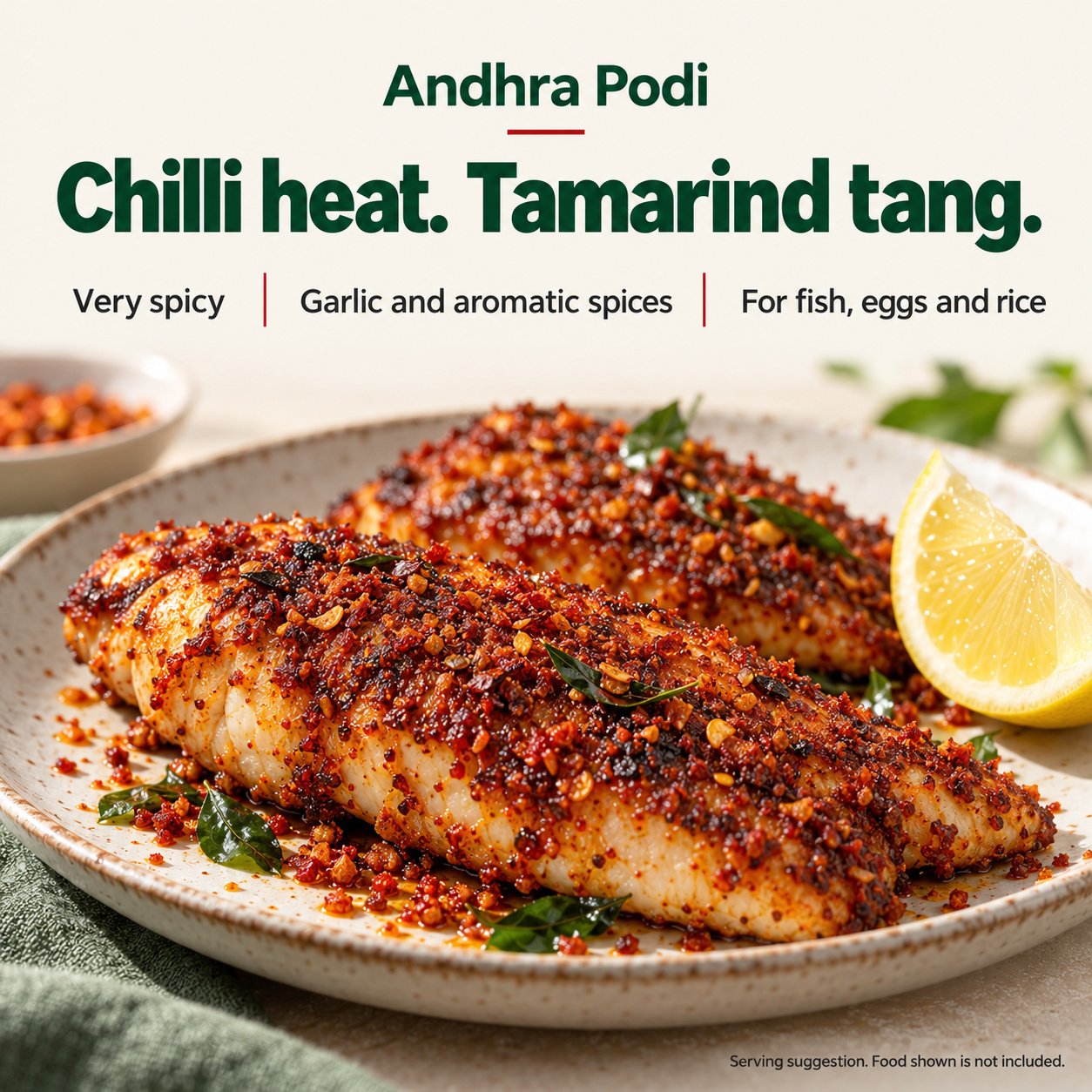 Rapidli Andhra Podi: Flavour, heat and signature serving idea Rapidli Andhra Podi serving inspiration: Flavour, heat and signature serving idea. Food shown is not included.