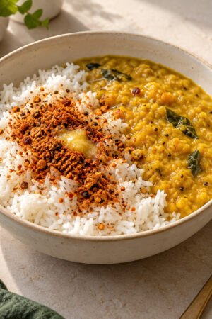 Rapidli Karnataka Podi serving inspiration: karnataka finish. Food shown is not included.