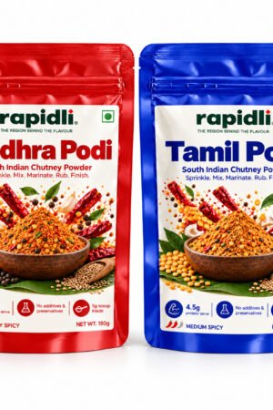 Andhra + Tamil Podi Combo – one pouch of each included regional podi