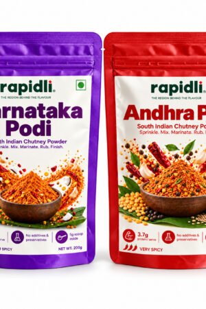Karnataka + Andhra Podi Combo – one pouch of each included regional podi
