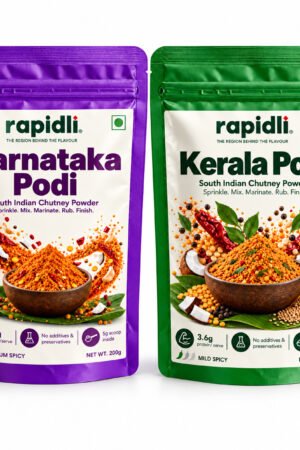 Karnataka + Kerala Podi Combo – one pouch of each included regional podi